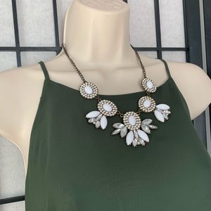 J. Crew White Floral Statement Necklace
